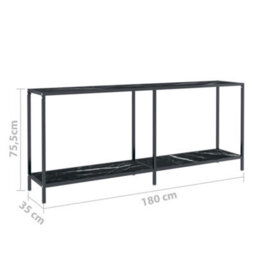 Berkfield Stylish Console Table Black 180X35X75.5 Cm Tempered Glass - thumbnail 8