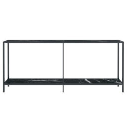 Berkfield Stylish Console Table Black 180X35X75.5 Cm Tempered Glass - thumbnail 3