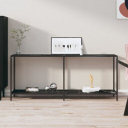 Berkfield Stylish Console Table Black 180X35X75.5 Cm Tempered Glass - thumbnail 2