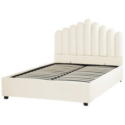 Beliani Ottoman Bed Velvet Vincennes 140 X 200 Cm (Eu Double) Off-White - thumbnail 8