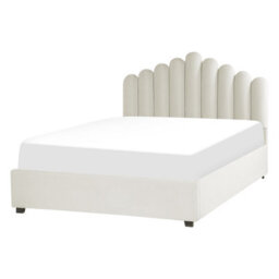 Beliani Ottoman Bed Velvet Vincennes 140 X 200 Cm (Eu Double) Off-White - thumbnail 4