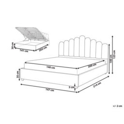 Beliani Ottoman Bed Velvet Vincennes 140 X 200 Cm (Eu Double) Off-White - thumbnail 3