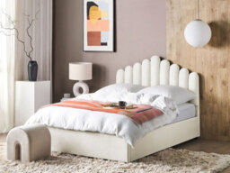 Beliani Ottoman Bed Velvet Vincennes 140 X 200 Cm (Eu Double) Off-White - thumbnail 2