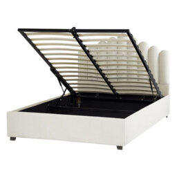 Beliani Ottoman Bed Velvet Vincennes 140 X 200 Cm (Eu Double) Off-White - thumbnail 1