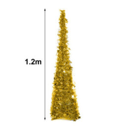 Living And Home 4Ft Gold Slim Pop Up Tinsel Christmas Tree Collapsible Xmas Tree With Base And Stars - thumbnail 6