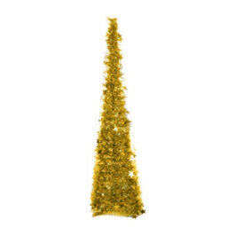 Living And Home 4Ft Gold Slim Pop Up Tinsel Christmas Tree Collapsible Xmas Tree With Base And Stars - thumbnail 3