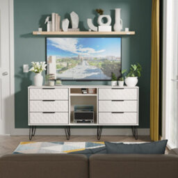 Anzio Ready Assembled Matt Kashmir 6 Drawer Sideboard (H)742mm (W)1537mm (D)397mm - thumbnail 1