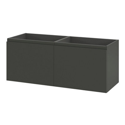 GoodHome Levanna Wide Matt Grey Wall-Mounted Bathroom Cabinet (H) 480mm (W) 1200mm - image 1