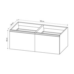 GoodHome Levanna Wide Matt Grey Wall-Mounted Bathroom Cabinet (H) 480mm (W) 1200mm - thumbnail 2