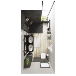 GoodHome Levanna Wide Matt Grey Wall-Mounted Bathroom Cabinet (H) 480mm (W) 1200mm - thumbnail 9