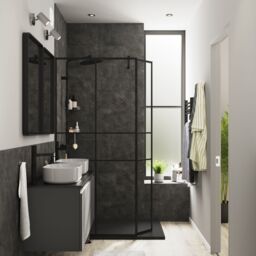 GoodHome Levanna Wide Matt Grey Wall-Mounted Bathroom Cabinet (H) 480mm (W) 1200mm - thumbnail 8