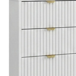 Writing Desk With Fluted Drawers Tireno Bis White Velvet Laminated Mdf Metal Handles Modern Home Office Study Furniture - thumbnail 4