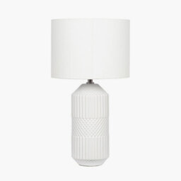 Pacific Lifestyle Set Of 2 Meribel White Geo Textured Tall Ceramic Table Lamp - thumbnail 5