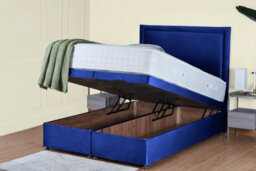 UKBEDFURNITURE Hanna Plush Blue End Opening Divan Ottoman Bed With 54 Inch Headboard - thumbnail 2