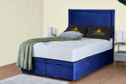 UKBEDFURNITURE Hanna Plush Blue End Opening Divan Ottoman Bed With 54 Inch Headboard - thumbnail 1
