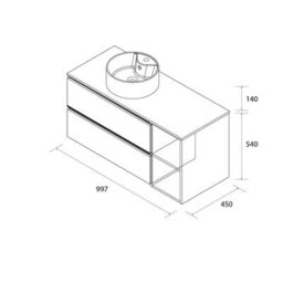 Cygnus bath Bequia Plus Metal Vanity Unit 100Cm Matt White Worktop Basin Ceramic Reversible Side 2H - thumbnail 5