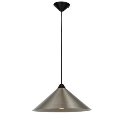 First Choice Lighting Fontana - Brushed Chrome With Black 40Cm Diameter Ceiling Pendant - image 1