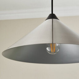 First Choice Lighting Fontana - Brushed Chrome With Black 40Cm Diameter Ceiling Pendant - thumbnail 5