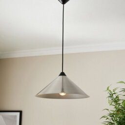 First Choice Lighting Fontana - Brushed Chrome With Black 40Cm Diameter Ceiling Pendant - thumbnail 3