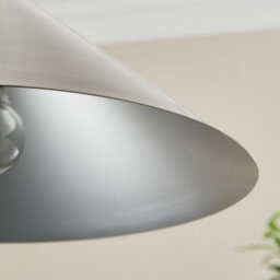 First Choice Lighting Fontana - Brushed Chrome With Black 40Cm Diameter Ceiling Pendant - thumbnail 6