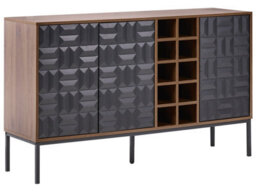 Wyld and Coco Timberline Home Sideboard Dark Brown 3-Door With Built-In Wine Rack And Geometric Pattern Mdf 140Cm - thumbnail 3
