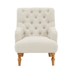 The Furniture Market Chatsworth Natural Fabric Button Upholstered Armchair Deep Buttoned Backrest Oatmeal Colour Fabric Comfortable & Supportive Seat - thumbnail 5