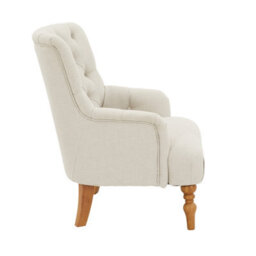 The Furniture Market Chatsworth Natural Fabric Button Upholstered Armchair Deep Buttoned Backrest Oatmeal Colour Fabric Comfortable & Supportive Seat - thumbnail 3