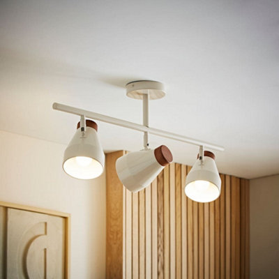Valuelights Parker Cream And Walnut 3 Way Ceiling Light - image 1