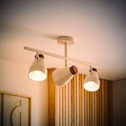 Valuelights Parker Cream And Walnut 3 Way Ceiling Light - thumbnail 2