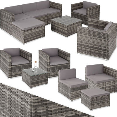Tectake Garden Furniture Set Lignano - Modular Outdoor Sofa, 2 Armchairs, Coffee Table  - Grey - image 1