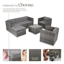 Tectake Garden Furniture Set Lignano - Modular Outdoor Sofa, 2 Armchairs, Coffee Table  - Grey - thumbnail 3