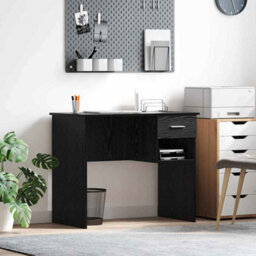 Berkfield Desk With Storage Black Oak 90X49.5X75 Cm Engineered Wood