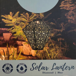 Dawsons Living, Solar Powered Led Large Garden Lantern Outdoor Light - Select Colours & Shapes - Diamond Blue - thumbnail 3