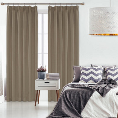 Deconovo Super Soft Thermal Insulated Rod Pocket Curtains Pencil Pleat Curtains For Boys Bedroom 46 X 90 Taupe 1 Pair