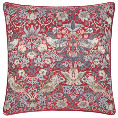 Morris & Co Strawberry Thief Embroidery Jacquard Feather Rich Cushion - image 1