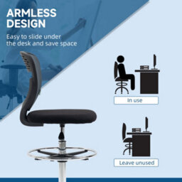 Vinsetto Draughtsman Chair, Tall Office Chair With Lumbar Support, Grey - thumbnail 7