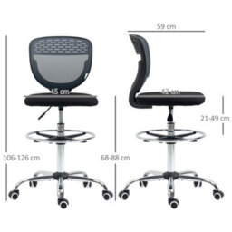Vinsetto Draughtsman Chair, Tall Office Chair With Lumbar Support, Grey - thumbnail 3