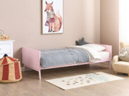 Beliani Bed Pine Wood Bonnac 90 X 200 Cm (Eu Single) Pastel Pink - thumbnail 2