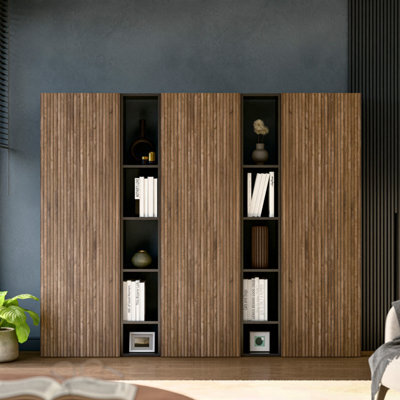 Decorotika Lourdes Moduler Modern Tv Unit Wall Mount Customizable Layout Black Alina - image 1
