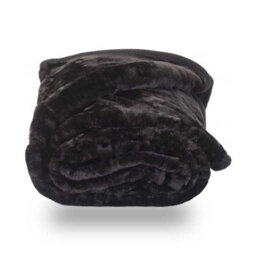 Mink Throw Soft Touch Blanket Fleece Faux Fur Black 200X240Cm - thumbnail 1