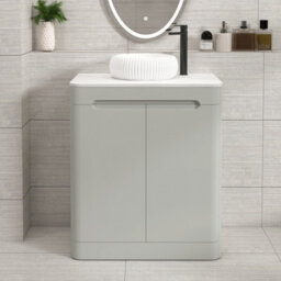 Royal Bathrooms Venice 700mm Dove Grey Freestanding Bathroom Countertop Vanity Unit 2 Door With Milan Basin - thumbnail 1