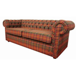 Chesterfield Arnold 3 Seater Sofa Tweed Sandringham Mandarin Check Wool In Classic Style - thumbnail 3