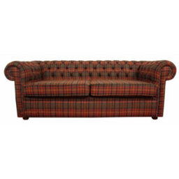 Chesterfield Arnold 3 Seater Sofa Tweed Sandringham Mandarin Check Wool In Classic Style - thumbnail 2