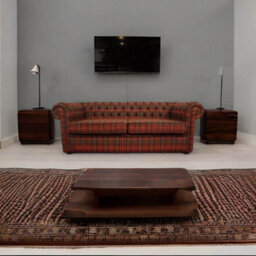 Chesterfield Arnold 3 Seater Sofa Tweed Sandringham Mandarin Check Wool In Classic Style - thumbnail 5