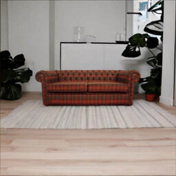 Chesterfield Arnold 3 Seater Sofa Tweed Sandringham Mandarin Check Wool In Classic Style - thumbnail 4