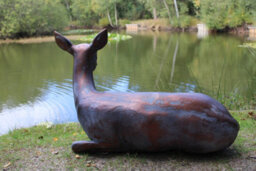 Inspirational Gifting Doe Laying Garden Sculpture Cast Aluminium Ornament - thumbnail 3