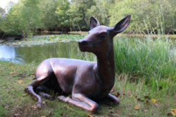 Inspirational Gifting Doe Laying Garden Sculpture Cast Aluminium Ornament - thumbnail 2