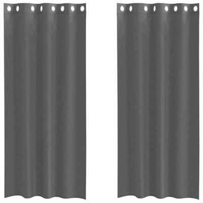 Berkfield Durable Voile Curtains With Grommets 2 Pcs Dark Grey 140X245 Cm
