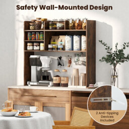 Gainoom Brown Desktop Bookshelf 3-Tier Display Rack Bookcase Storage Rack W/2 Anti-Tipping Devices - thumbnail 9