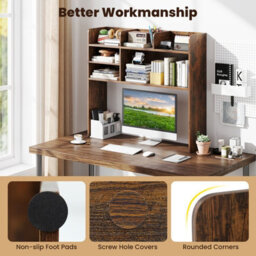 Gainoom Brown Desktop Bookshelf 3-Tier Display Rack Bookcase Storage Rack W/2 Anti-Tipping Devices - thumbnail 6